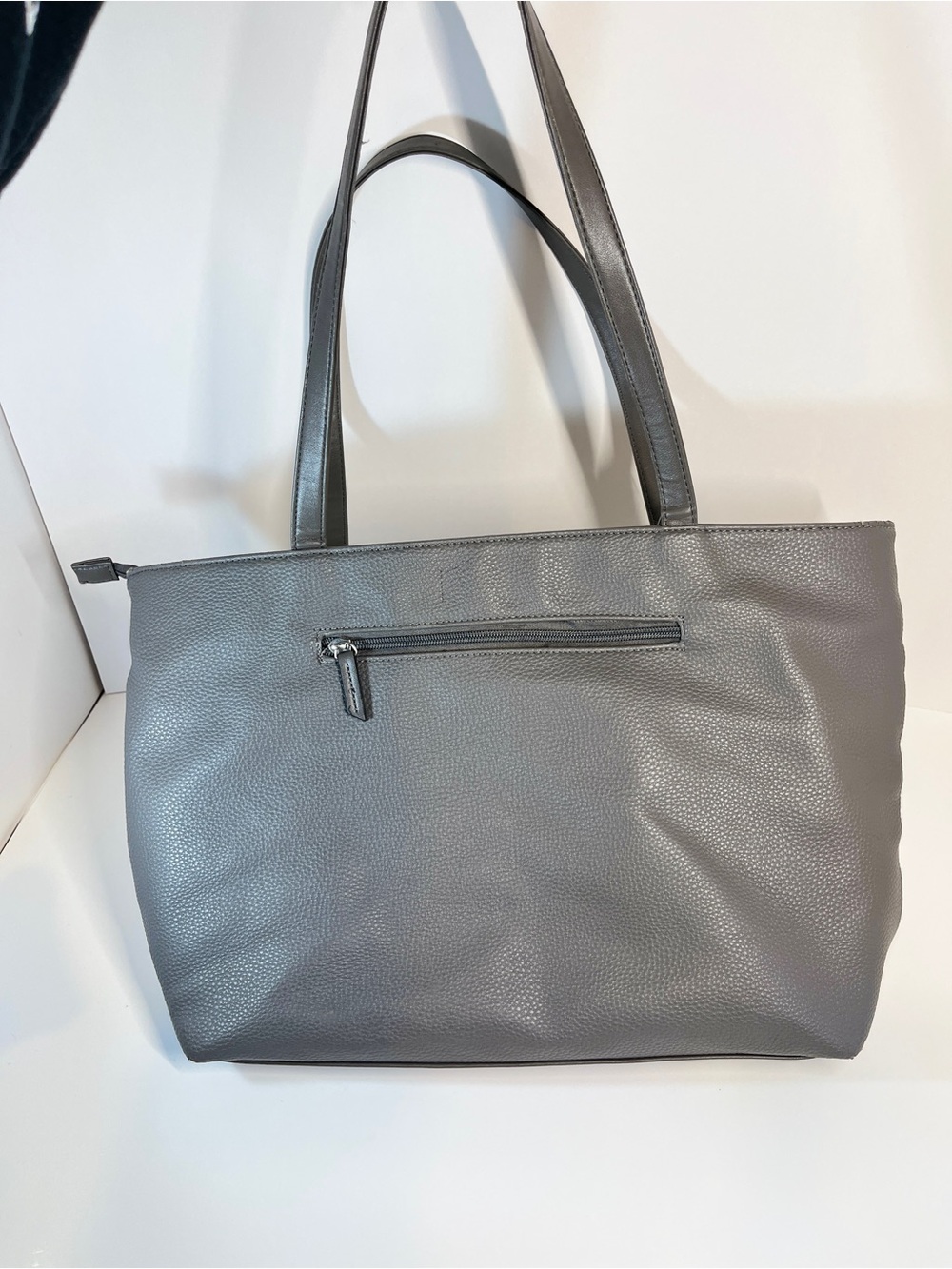 Roots Canada Large Tote Bag Pebble Texture Grey Handbag Purse 15.5" x 11.5" - Picture 10 of 16
